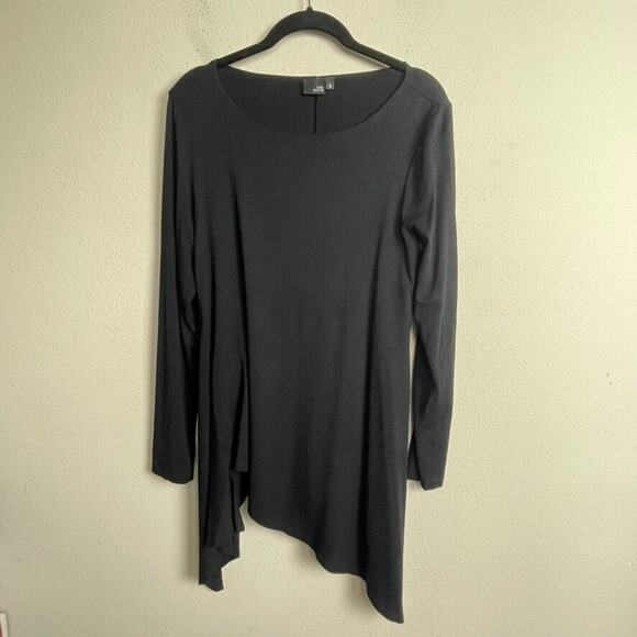 Lisa Bayne Black Asymmetrical Tunic Top S – Shark Bite Hem‎ Whimsigoth Witchy - Picture 1 of 4